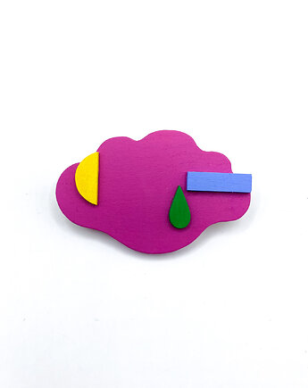 Broszka drewniana - Fuksjowa Chmurka, SZLIFY