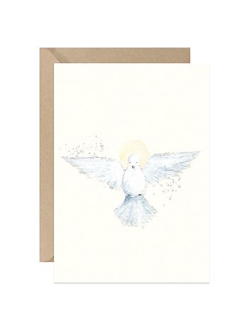 Kartka z gołębicą na Chrzest Komunię lub Bierzmowanie, Paperwords