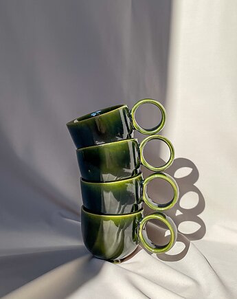 Filiżanka espresso 60ml [butelkowa zieleń] retro vintage, FORMY PROSTE