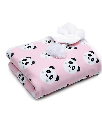 Kocyk bawełniany Pandy buźki różowe, OSOBY - Prezent dla noworodka