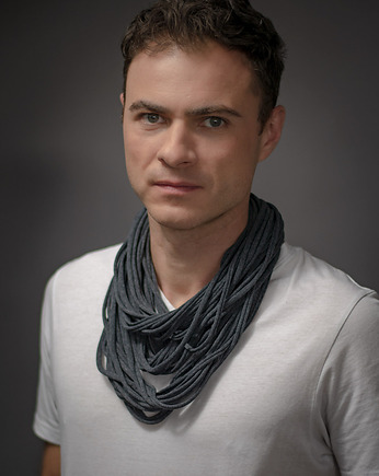 Naszyjnik dzianinowy - szary melanż (unisex), milita nikonorov