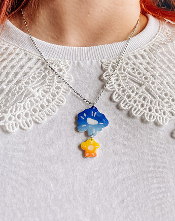 Wyrazisty naszyjnik z motywem kwiatowym - kolorowa biżuteria handmade boho, ArtZouzeau