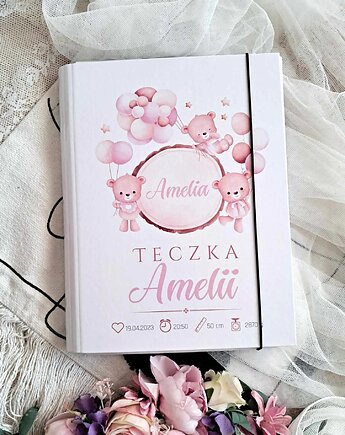 TECZKA MISIE Z BALONAMI z metryczką, prezent na roczek, narodziny, LOO LOO DREAM