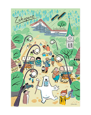 Plakat A4 Tatry Krupówki Wozy, Gliniana Kura