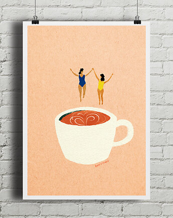 Kawa z przyjaciółką - plakat fine art, minimalmill