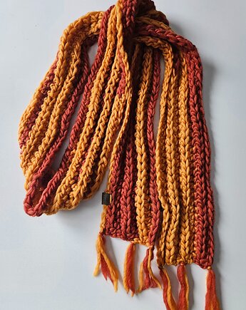 Wełniany szal w kolorze curry, Las i Łąka