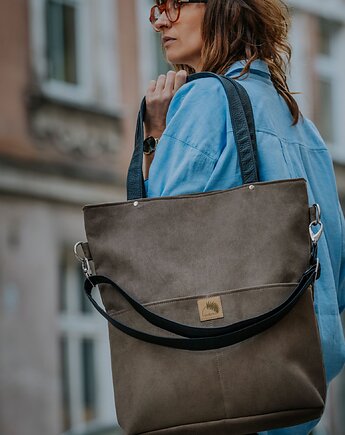 Taupe torba z wodoodpornego nubuku, Karolina Audycka