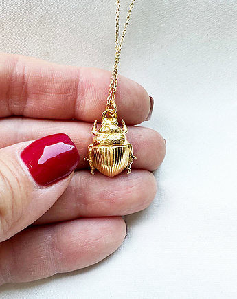 Naszyjnik złoty żuk , skarabeusz na prezent, Anemon Atelier