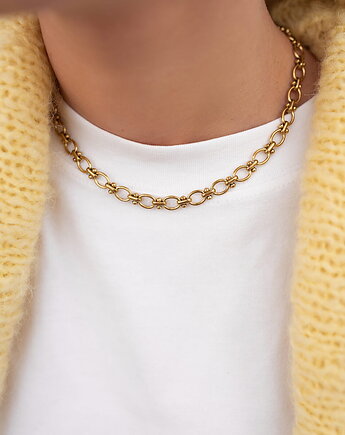 Złoty naszyjnik z dużymi ogniwami ze stali chirurgicznej pozłacany Paraiso Th, Paraiso