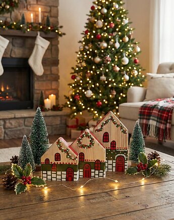 Zestaw drewnianych domków, Panda Design