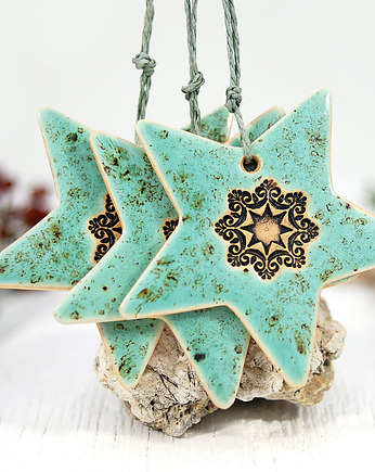 Ceramiczne gwiazdki choinkowe - ozdoby choinkowe, 10FingersArt