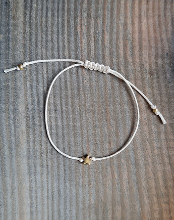 Złocona bransoletka STAR gwiazdka na sznurku ecru, COCONUT