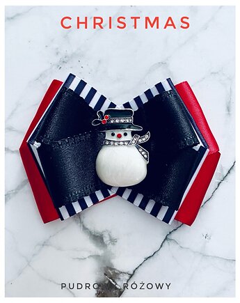 Brosza z Bałwanem Mikołajki Święta, Pudrowy Różowy