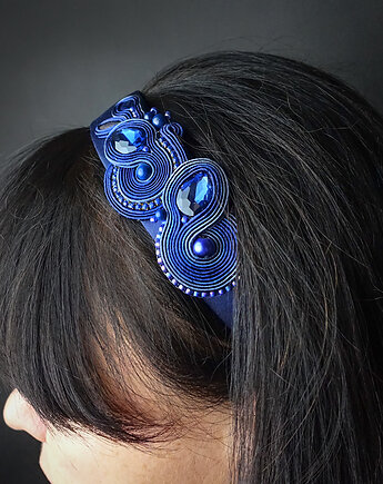 Opaska na włosy w kolorach granatu, Mró Soutache