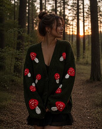 Kardigan z grzybami, OKSI_KNIT