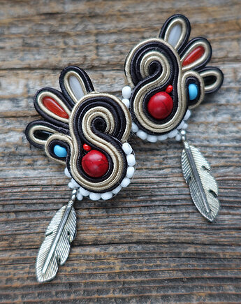 Navajo- etniczne kolczyki soutache, Mró Soutache