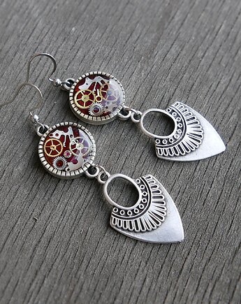 Kolczyki steampunk ornament #8, Zegarynki