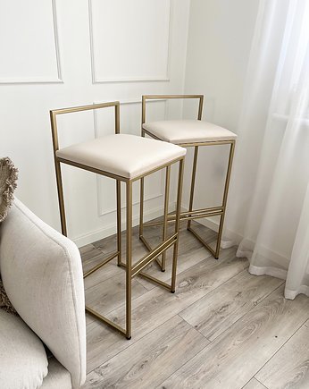 Rosella gold- Nowoczesny hoker, siedzisko, krzesło barowe, Papierówka Simple form of furniture