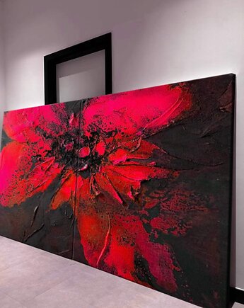 Duże obrazy na ścianę strukturalne kwiat, ręcznie wykonane, art and texture