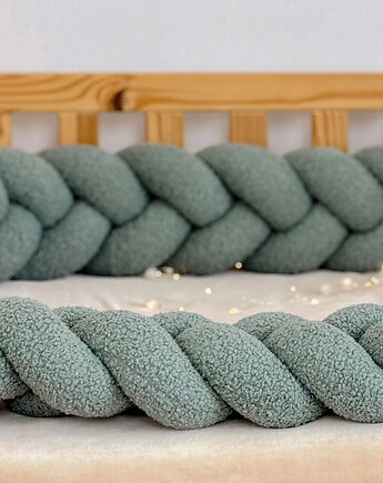 Warkocz do łóżeczka 3 pasma - boucle szałwia, SPARROW