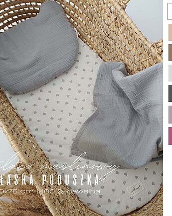 Muślinowy kocyk - otulacz + poduszka  100x75cm  kolory  prezent, Little Angels