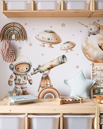 Space Adventure - Kosmos, Naklejki Na Ścianę Dla Dzieci - Zestaw 3, OKAZJE - Prezent na Chrzciny