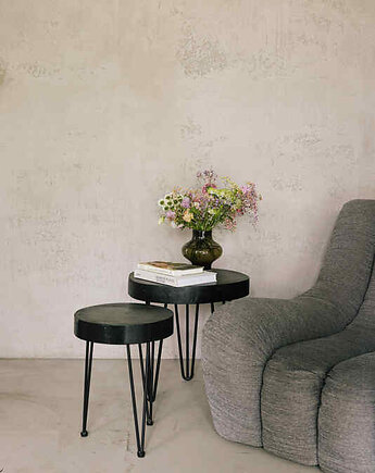 Stolik Black OVAL PIN, wood looking
