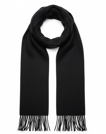 Szalik Męski szal czarny prezent w gładki w jodełkę  elegancki, AKADEMIA STYLU