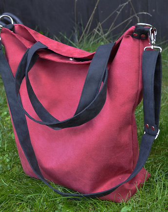 TORBA HOBO XXL - bordo, czerń, PRACOWNIA 166
