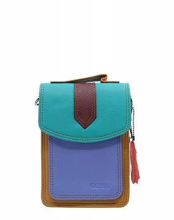 Torebka na telefon skórzana damska listonoszka z rączka i szlufką na pasek, Olivka Warsaw