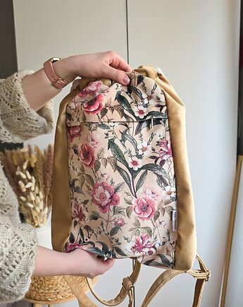 Torebko-plecak 2w1 Brązowe Kwiaty, Poplećmy Sobie