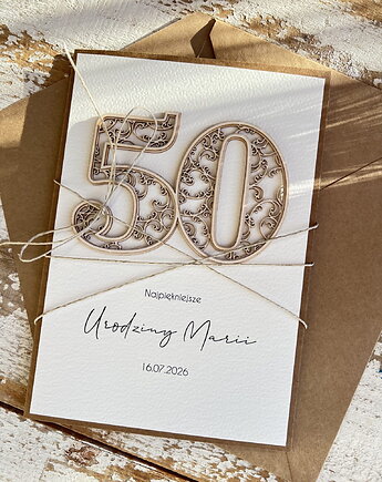 Wyjątkowa personalizowana kartka ręcznie robiona na 50 urodziny, sorte
