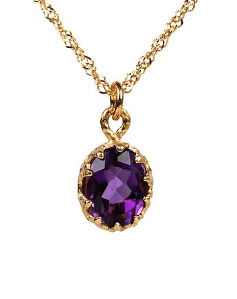 Złocony naszyjnik Beau z ametystem w stylu Vintage, Blooming Stones