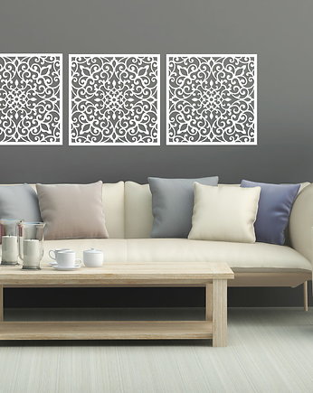 AŻUROWY TRYPTYK DEKORACYJNY,  KWIATOWY WZÓR, PANELE AŻUROWE,dekoracja 3d, ORNAMENTI