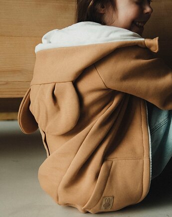 Bluza z kapturem z uszami myszki dla dziecka brązowa, USZYTE