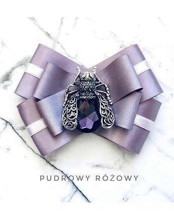 Lawendowa Brosza z kryształowym Owadem MEW, Pudrowy Różowy
