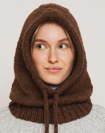Balaclava DELMA - Czekoladowa - Handmade - Merino, alpaka, jedwab, cisza kolektyw