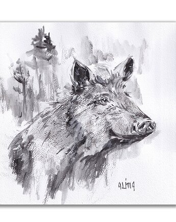 Dzik. Grafika ręcznie malowana, Galeria Alma