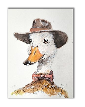 Obraz ręcznie malowany "Gęś" ptaki, Galeria Alma