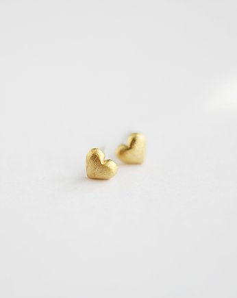 Kolczyki złote 16k Gold Plated Tiny Heart Studs, Le Boho Bleu