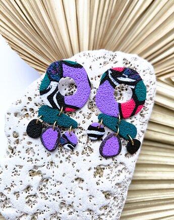 ETNO kolorowe kolczyki na sztyfcie, sploteka