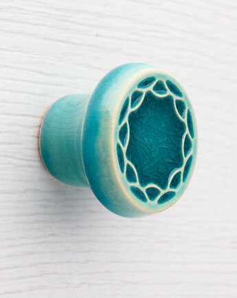 Gałka ceramiczna do mebli, turkusowa, wz.4, pracowniazona