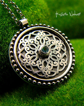 Naszyjnik Mandala - Topaz Swiss Blue Srebro, Kuźnia Nehesi