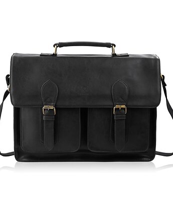 Torba męska teczka na ramię do ręki czarna vintage MT-04-BL, Paolo Peruzzi