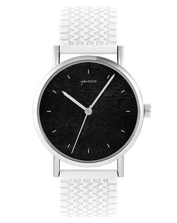 Zegarek - Czarny - silikonowy, biały, OKAZJE - Prezenty na 18 dla chłopaka