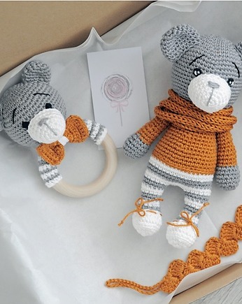 Zestaw prezentowy  - musztarda/szary, Lollipop