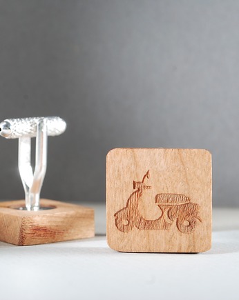 Eleganckie spinki mankietowe - prezent dla Niego - Vespa, MOOD for WOOD