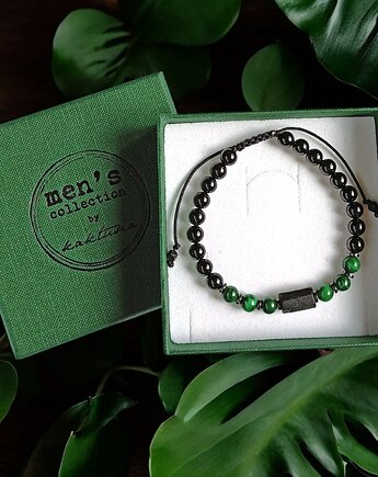 OCHRONA, MIŁOŚĆ - malachit, turmalin - bransoletka regulowana ONE SIZE, kaktusia