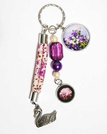 Breloczek - Kwiaty, łabędź, rzemień, yenoo