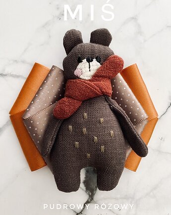 Artystyczna Brosza z niesamowitym Misiem! Pop Art  MIŚ, Pudrowy Różowy